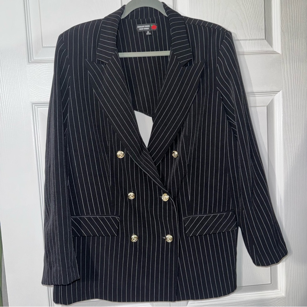 Kasper Black and White Pinstripe Blazer
